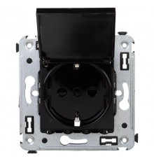 Розетка с крышкой в стену, 2P+E, "Avanti", "Черный квадрат"  4402013  DKC