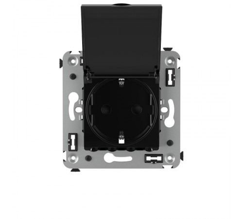 Розетка с крышкой в стену, 2P+E, "Avanti", "Черный квадрат"  4402013  DKC