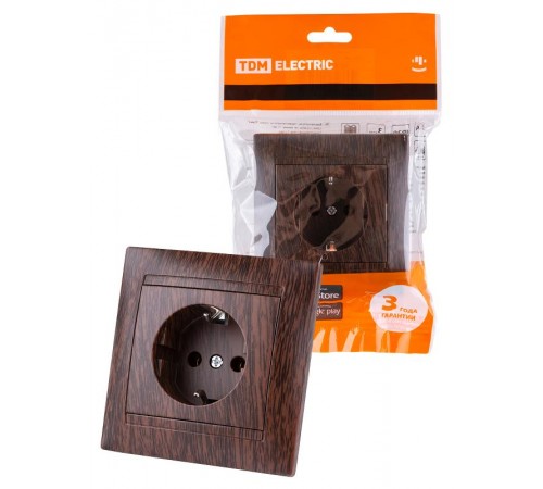 Розетка 2П+З 16А 250В венге "Лама"  SQ1815-0423  TDM