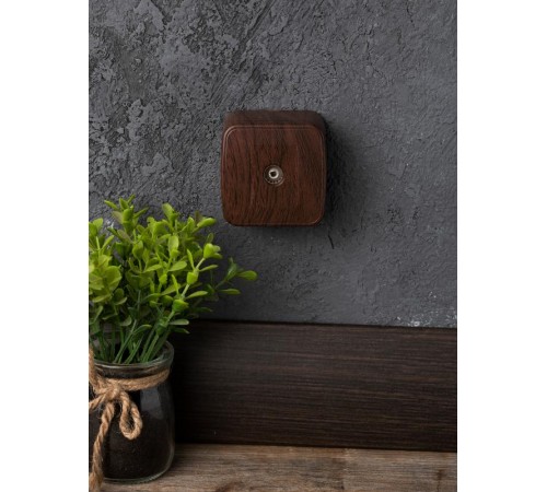 Розетка TV 1-местная ОП Минск 75Ом 5-862МГц тёмное дерево EKF  EGA00-027-40  EKF