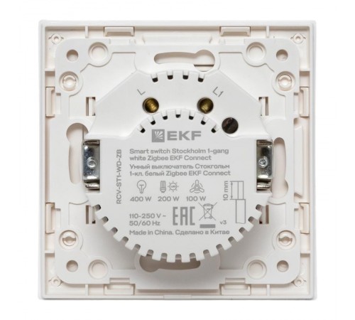 Умный выключатель Стокгольм 1-кл. белый Zigbee Сonnect  RCV-ST1-WD-ZB  EKF
