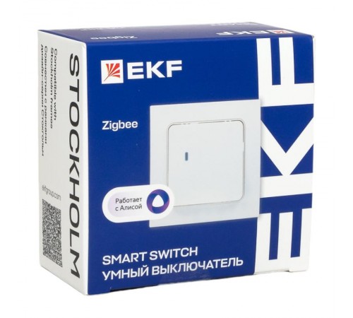 Умный выключатель Стокгольм 1-кл. белый Zigbee Сonnect  RCV-ST1-WD-ZB  EKF