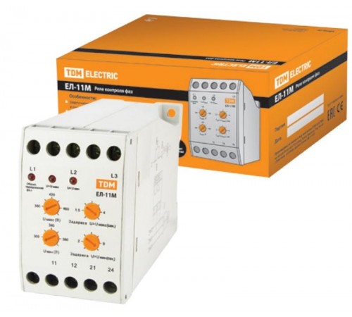Реле контроля фаз ЕЛ-11М-3х380В (1нр+1нз контакты)  SQ1504-0014  TDM