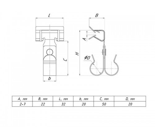 Зажим балочный 3-8 мм под трубу двойной 20 мм TDZ  ZB3-8-Tr20-25W  EKF