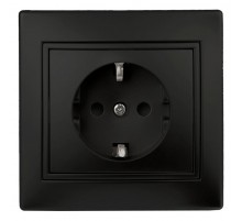 Розетка Intro Plano 1-202-05 с заземлением 2P+E Schuko, 16А-250В, IP20, СУ, антрацит  Б0053881  Intro