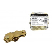 Зажим диагональный 2-х болтовой стальной с латунным покрытием ЗДСЛ95 стержень D14 - полоса 4х40/пруток 25-95мм2  SQ2401-0023  TDM