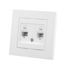 Розетка компьютерная двойная RJ45 белая "Сенеж"   SQ1816-0044  TDM
