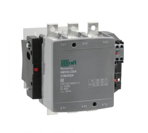 Контактор 330А 220В_АС АС3_ АС4 1НО+1НЗ КМ-102  21964DEK  DEKraft