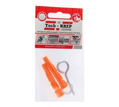 Шуруп-кольцо 4х40 с универсальным дюбелем 6х36 (2шт) - пакет  114040  Tech-KREP