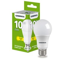 Лампа светодиодная A60 груша 10Вт 230В 3000К E27   LL-A60-10-230-30-E27-G  GENERICA