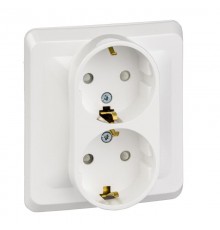 Этюд Белый С/У Розетка 2-ая с заземлением с защитными шторками  PC16-008B  SE