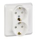 Этюд Белый С/У Розетка 2-ая с заземлением с защитными шторками  PC16-008B  SE