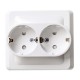 Этюд Белый С/У Розетка 2-ая с заземлением с защитными шторками  PC16-008B  SE