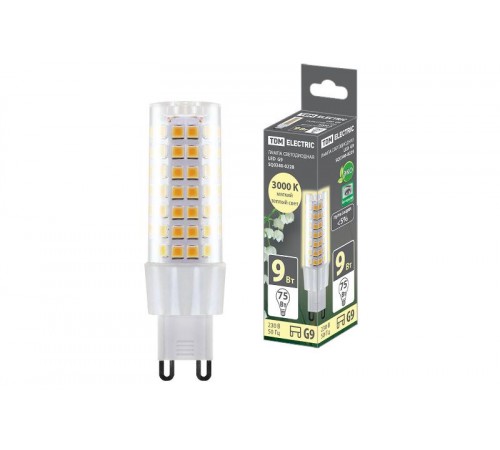 Лампа светодиодная G9-9 Вт-230 В-3000 К, SMD, 21,5x70,5 мм  SQ0340-0228  TDM