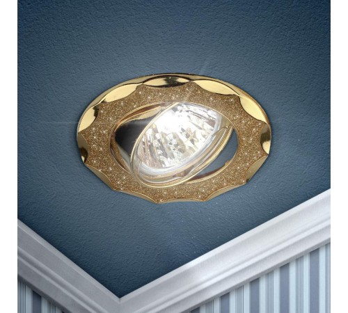 Светильник точечный встраиваемый под лампу DK17 50Вт MR16 золото/золото  C0043756  ЭРА