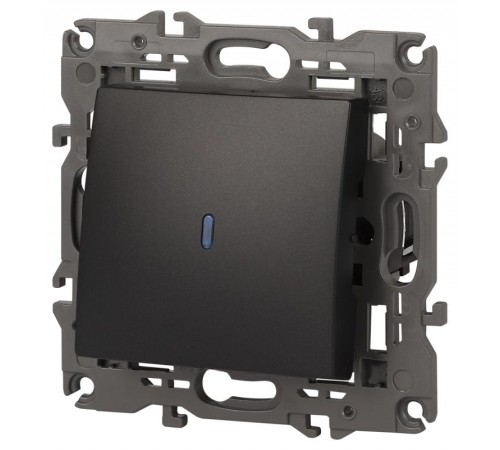 14-1102-05 Выключатель с подсветкой, 10АХ-250В, IP20, Эра Elegance, антрацит  Б0034219  ЭРА