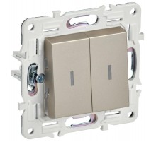 SKANDY Выключатель 2-клавишный с индикацией 10А SK-V09Sh шампань  SK-V20-1-10-K37  IEK