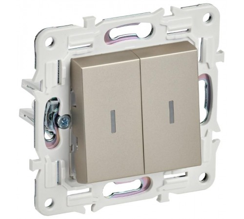 SKANDY Выключатель 2-клавишный с индикацией 10А SK-V09Sh шампань  SK-V20-1-10-K37  IEK