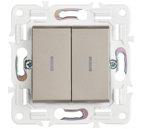 SKANDY Выключатель 2-клавишный с индикацией 10А SK-V09Sh шампань  SK-V20-1-10-K37  IEK