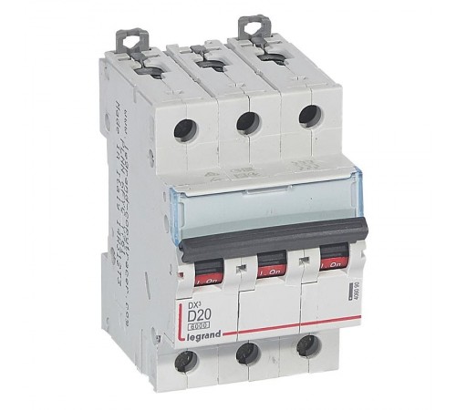 Выключатель автоматический трехполюсный DX3 6000 20А D 10кА  408090  Legrand