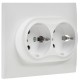 SKANDY Розетка 2-местная с заземлением с защитными шторками 16А в сборе SK-R07W арктический белый  SK-R24-16-K01-F  IEK