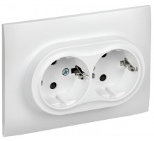 SKANDY Розетка 2-местная с заземлением с защитными шторками 16А в сборе SK-R07W арктический белый  SK-R24-16-K01-F  IEK