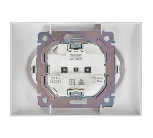 SKANDY Розетка 2-местная с заземлением с защитными шторками 16А в сборе SK-R07W арктический белый  SK-R24-16-K01-F  IEK