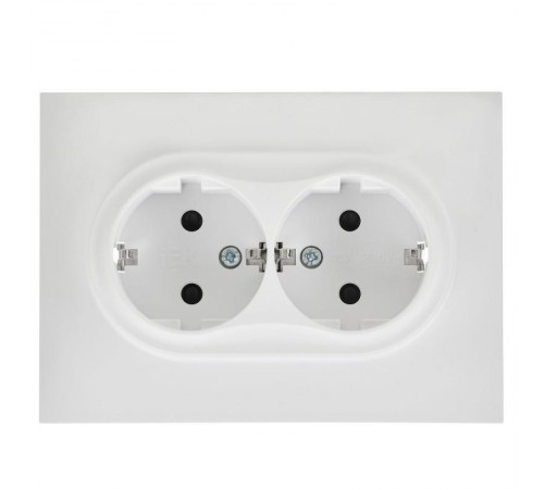SKANDY Розетка 2-местная с заземлением с защитными шторками 16А в сборе SK-R07W арктический белый  SK-R24-16-K01-F  IEK