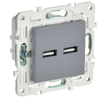 SKANDY Розетка USB A+A 3,1А SK-R15Gr серый  SK-U21-D31-K03  IEK