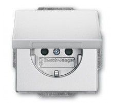 Розетка SCHUKO 16А 250В с защитными шторками, с крышкой, серия future, цвет серебристый аллюминий  2CKA002018A1519  ABB