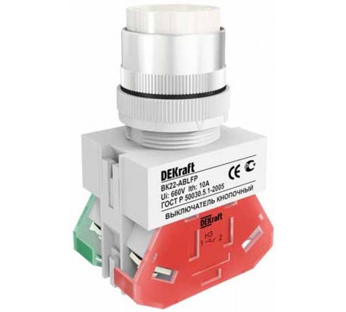 Выкл. кноп. ABLFP 22 мм Цвет:БЕЛЫЙ 220В ВK-22   25017DEK  DEKraft