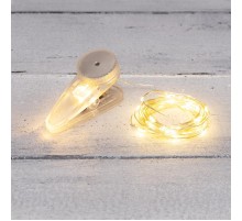 Гирлянда Роса с прищепкой 3 м, 30 LED, теплое белое свечение, 2хCR2032 в комплекте  302-016  NEON-NIGHT