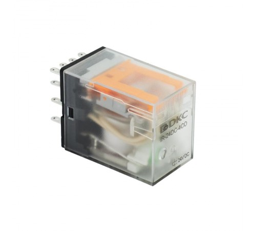 Одиночное реле, 4 перекидных контакта, 24 В DC, до 5 А  IR-24DC-4CO  DKC