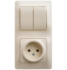 Glossa Бежевый Блок: Розетка и 2-кл. Выключатель  GSL000272  SE
