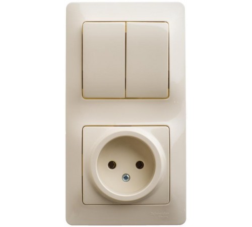 Glossa Бежевый Блок: Розетка и 2-кл. Выключатель  GSL000272  SE