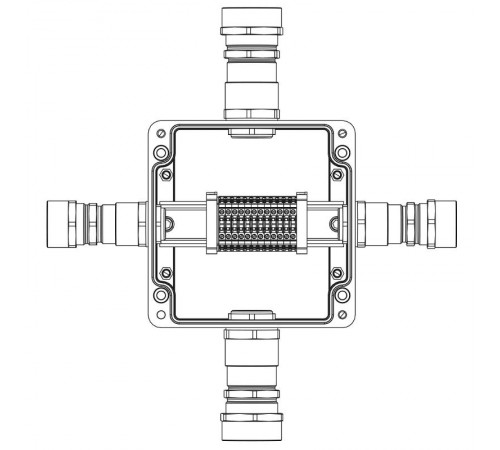 Взрывозащищенная клеммная коробка из полиэстера TBE-P-05-(12xCBC.2)-1xKA4MHK(A)-1xKA3MHK(B)-1xKA4MHK(C)-1xKA3MHK(D)1Ex e IIC Т5 Gb/ Ex tb IIIC T95°C D