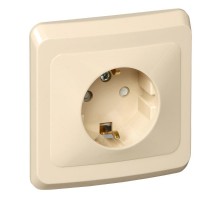 Этюд Кремовый С/У Розетка с заземлением с защитными шторками  PC16-004K  SE