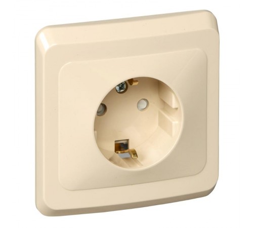 Этюд Кремовый С/У Розетка с заземлением с защитными шторками  PC16-004K  SE
