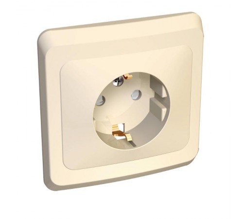 Этюд Кремовый С/У Розетка с заземлением с защитными шторками  PC16-004K  SE