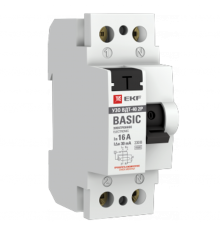 Выключатель дифференциальный (УЗО) ВДТ-40 2п 16А 10мА (тип АС, электронное) BАsic  elcb-2-16-10e-sim  EKF
