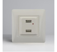 Розетка 2xUSB A, 125-250V (белый)  201006  SPL