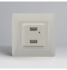 Розетка 2xUSB A, 125-250V (белый)  201006  SPL