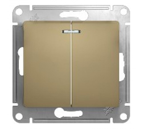 Glossa Титан Выключатель 2-клавишный с подсветкой, сх.5а, 10АХ  GSL000453  SE