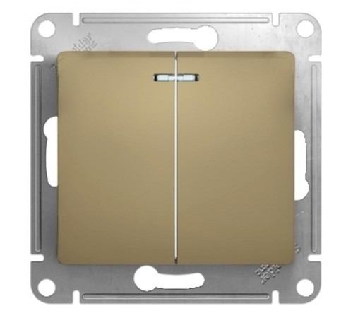 Glossa Титан Выключатель 2-клавишный с подсветкой, сх.5а, 10АХ  GSL000453  SE