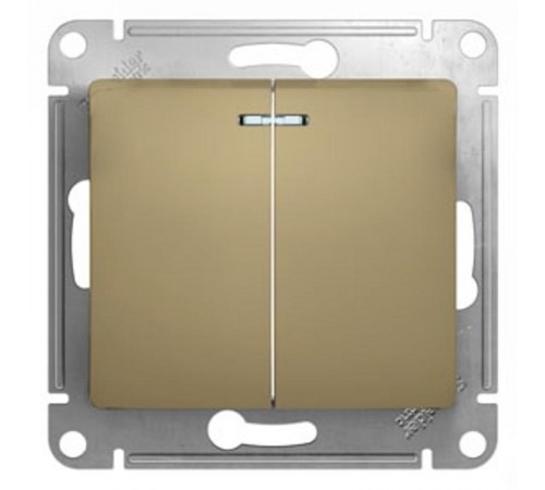 Glossa Титан Выключатель 2-клавишный с подсветкой, сх.5а, 10АХ  GSL000453  SE