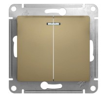Glossa Титан Выключатель 2-клавишный с подсветкой, сх.5а, 10АХ  GSL000453  SE