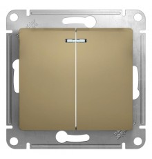 Glossa Титан Выключатель 2-клавишный с подсветкой, сх.5а, 10АХ  GSL000453  SE
