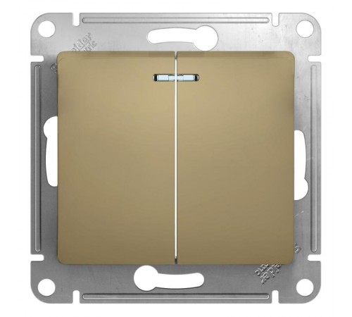 Glossa Титан Выключатель 2-клавишный с подсветкой, сх.5а, 10АХ  GSL000453  SE