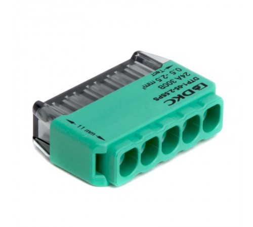 Клеммная колодка на 5 проводника до 2,5 кв. мм. на токи до 24А  DTP1-05-2.5SPS  DKC