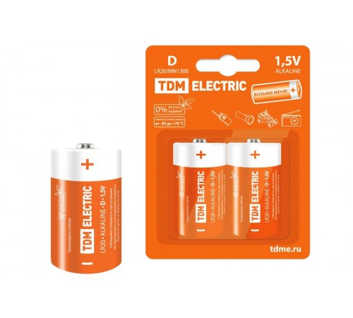 Элемент питания LR20 D Alkaline 1,5V BP-2   SQ1702-0012  TDM